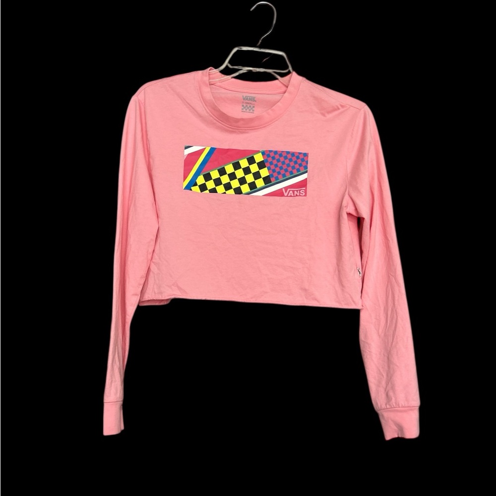 Vans Salmon Punk Ska Graphic Long Sleeve Crop Tee Cute Size XS
